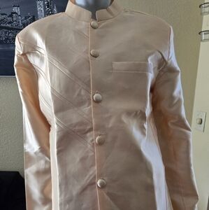 Handmade Cambodian Men’s Traditional Shirt Light Gold
